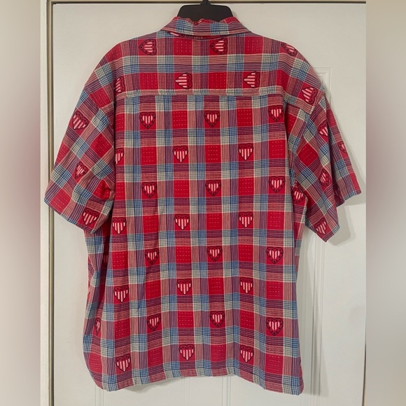 C.S.T Sport Vintage Red White & Blue Embroidered Heart Zip Up Blouse Cotton 3X - Picture 4 of 6